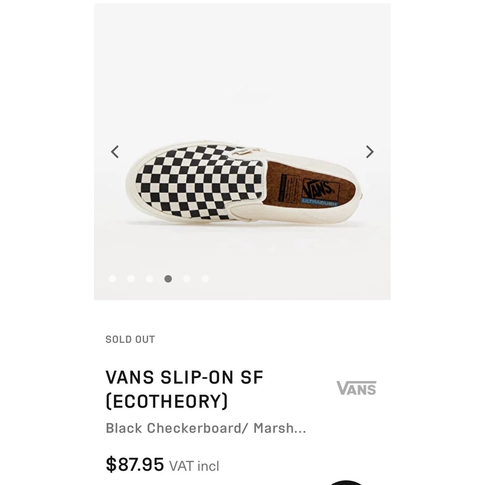 Vans Checkerboard Slip On SF Shoes Men 6.5 US Women 8 Black Off White Ecotheory